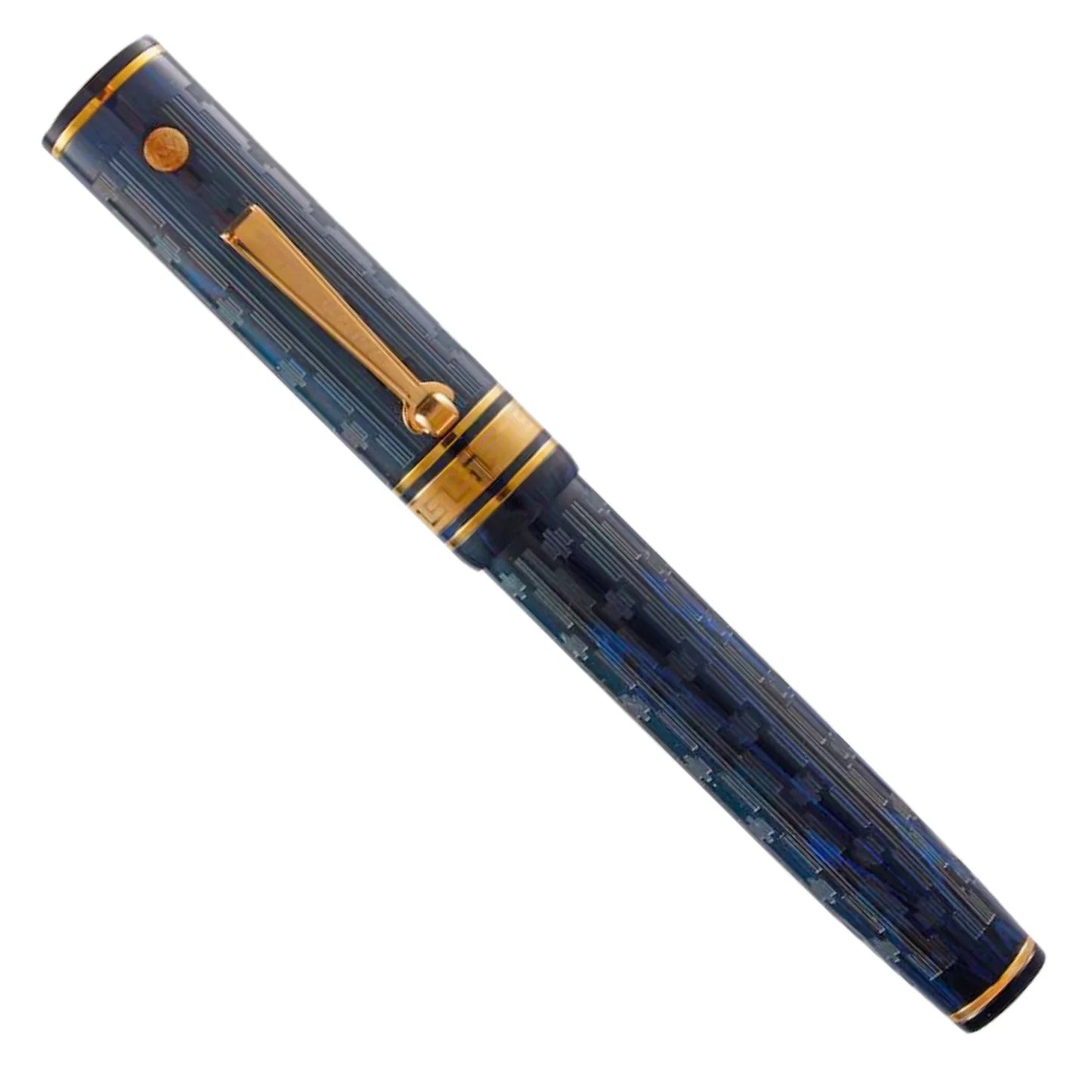 Wahl-Eversharp Decoband Blue Ebonite Chased Gold Trim Fountain Pen