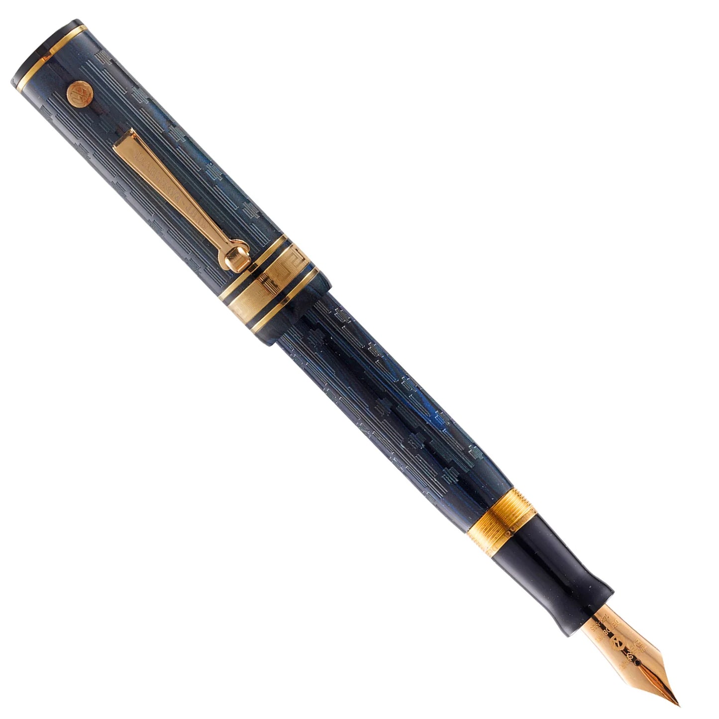 Wahl-Eversharp Decoband Blue Ebonite Chased Gold Trim Fountain Pen