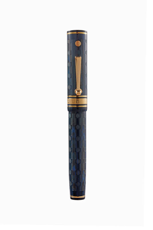 Wahl-Eversharp Decoband Blue Ebonite Chased Gold Trim Fountain Pen
