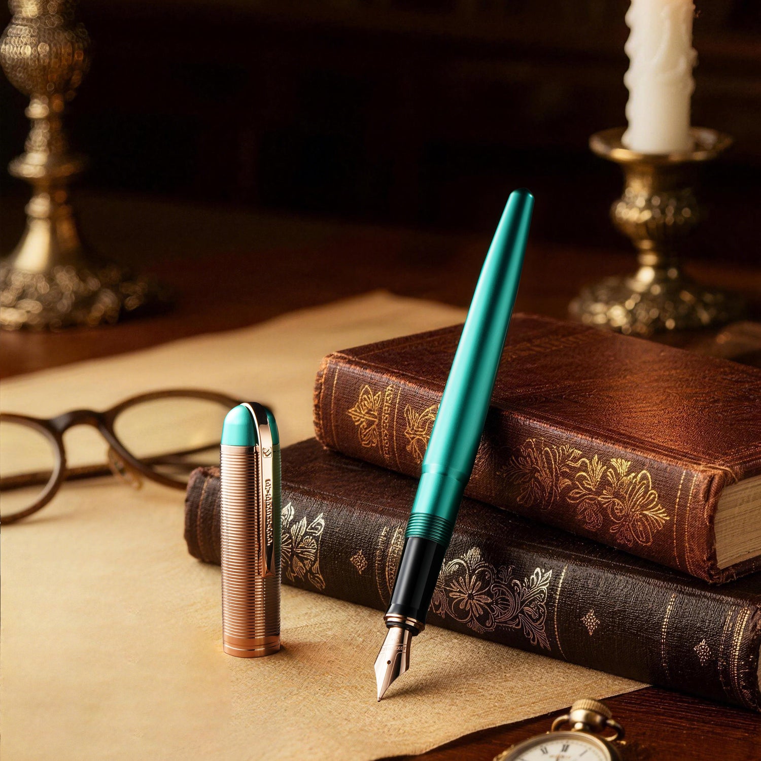 Wahl-Eversharp Skyline Emerald Rose Gold Trim Fountain Pen