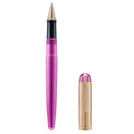 Pen with pink body and gold accents on a white background